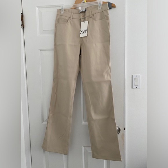 Zara Straight Leg Faux Leather Pants - Picture 5 of 6
